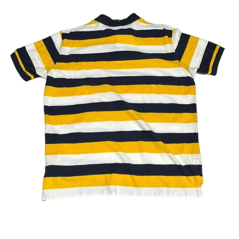 RALPH LAUREN Short Sleeve Polo Shirt‎ Mens Size XL Yellow White Navy Blue